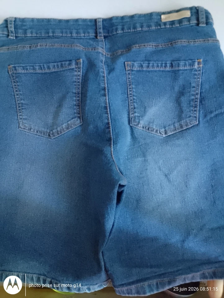 INEXTENSO Short en jean femme bleu taille 42 coton regular 5 poches été - Photo 1/3