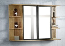 Spiegelschrank 108x71cm Massivholz Metall schwarz Eiche massiv NEU OVP!!!