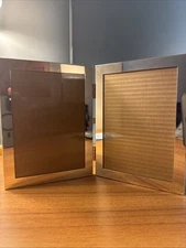 Silver Tone Double Picture Frame 5x7 MCM Minimalist