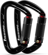 UIAA Certified 25KN Auto Locking Climbing Carabiner Clips, Twist Lock, and Heavy