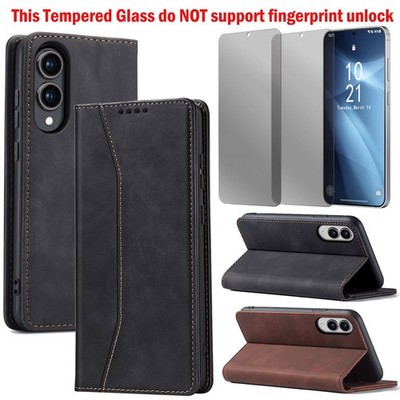 For Samsung Galaxy S25 Edge Magnetic Wallet Case Cover Privacy Screen Protector