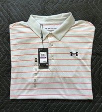 NWT Under Armour Playoff 3.0 Stripe Men's Golf Polo  XXL  Grey/Orange/Pink