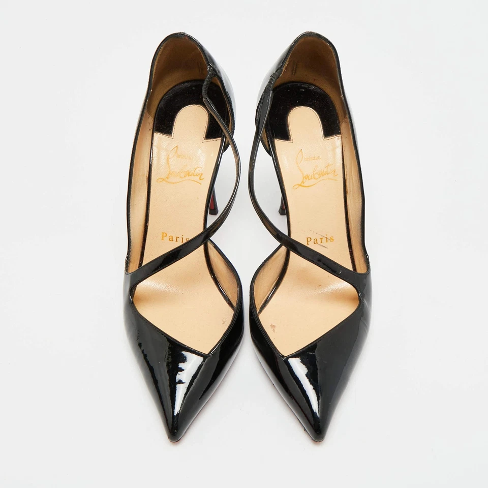 Escarpins Christian Louboutin Jumping taille 38 en cuir verni noir Dorsay - Photo 3/4