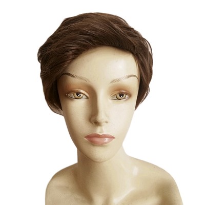 Boys Men S Short Brown Curly Hair Synthetic Cosplay Anime Wig
