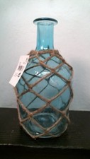 Decoris 865741 Sky Blue Glass and Rope Decoative Jar, FREE SHIPPING
