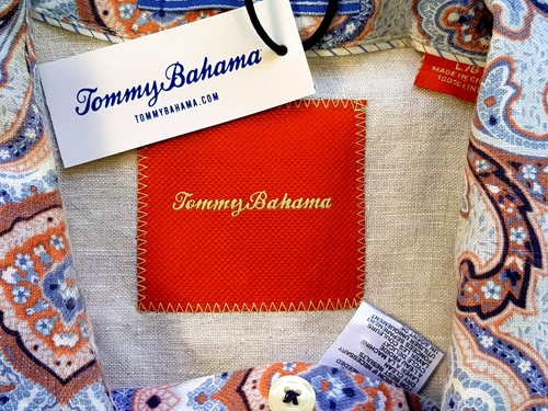 TOMMY BAHAMA Mens 100% LINEN Blue S/S LUXURY HAWAIIAN SHIRT - L (XL) - 52" -£119 - Picture 3 of 12