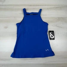 TLF Womens Athletic Tank Top XS Blue Lolite Lenox Built in Bra Yoga Active New
