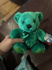 First and Main Plush Rainbow Birthday Bear Green With Green Bow New 7  Soft