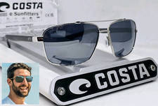 COSTA DEL MAR shiny silver/silver mirror FLAGLER polarized 580P sunglasses NEW 