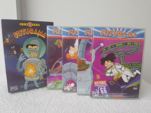 Futurama DVD Seasons 3 Full Set in Box Disc 1, 2, 3, 4 PG Rated under 15 yrs
