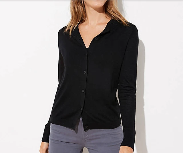 NEW NWT Loft Double Button Collar Signature Cardigan Size: XS Color: Black