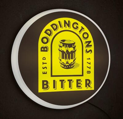BODDINGTONS BITTER leuchtendes LED Bar Schild Logo Pub Bier Lager Mann Höhle Garage