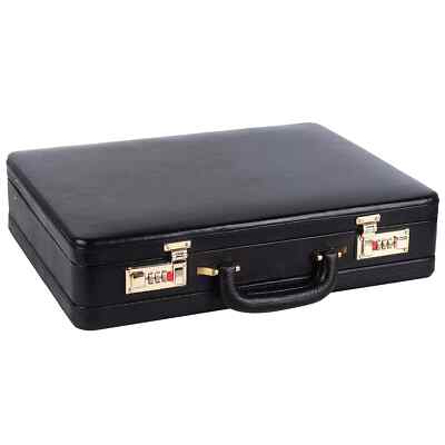 New Leather Travel Briefcase with Combination Lock Office Business Handbag P3