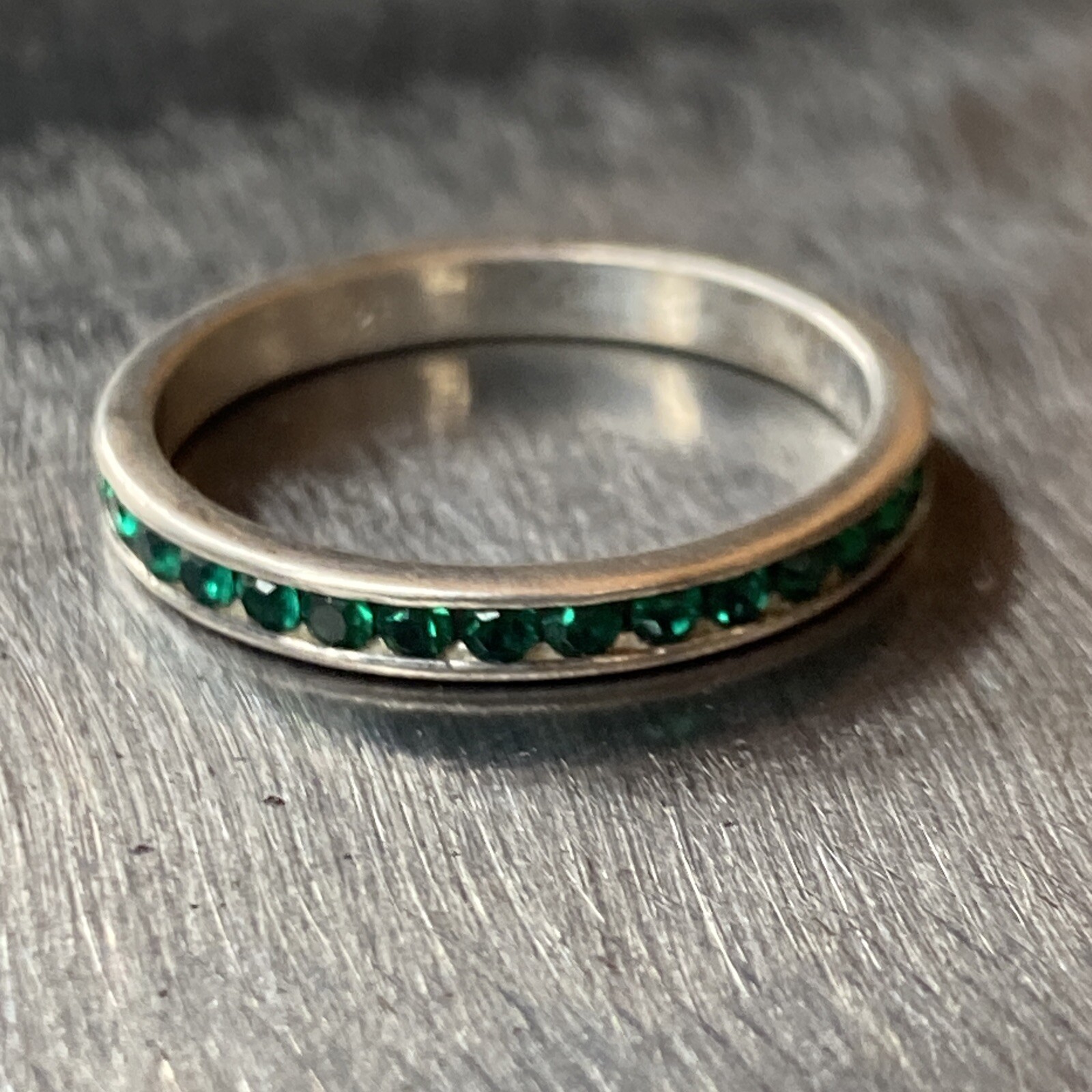 Sterling Silver Round Emerald Stackable Wedding B… - image 2