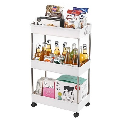 Multi-Functional 3-Layer Mobile Storage Cart For Kitchen Bathroom Narrow Place