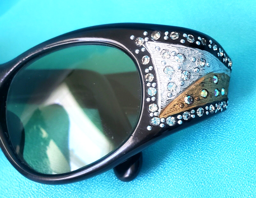 50'S-60'S BLACK CATEYE EYEGLASS FRAME W. GOLD & SILVERTONE BASE FOR RHINESTONES - Picture 8 of 21