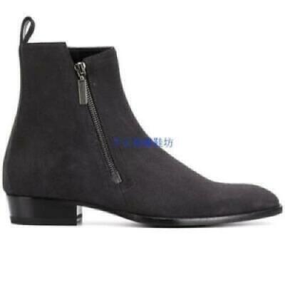 Mens High Top Loafer Suede Leather Side Zipper Ankle Boots Shoes Chelsea Boots