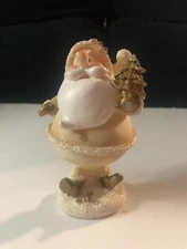 Vintage Greenbrier International Gold and Cream Santa Figurine w/Spring Center