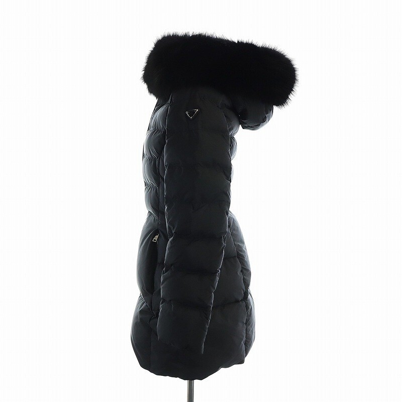 PRADA Down Jacket 38 Black Medium Triangle Plate … - image 3