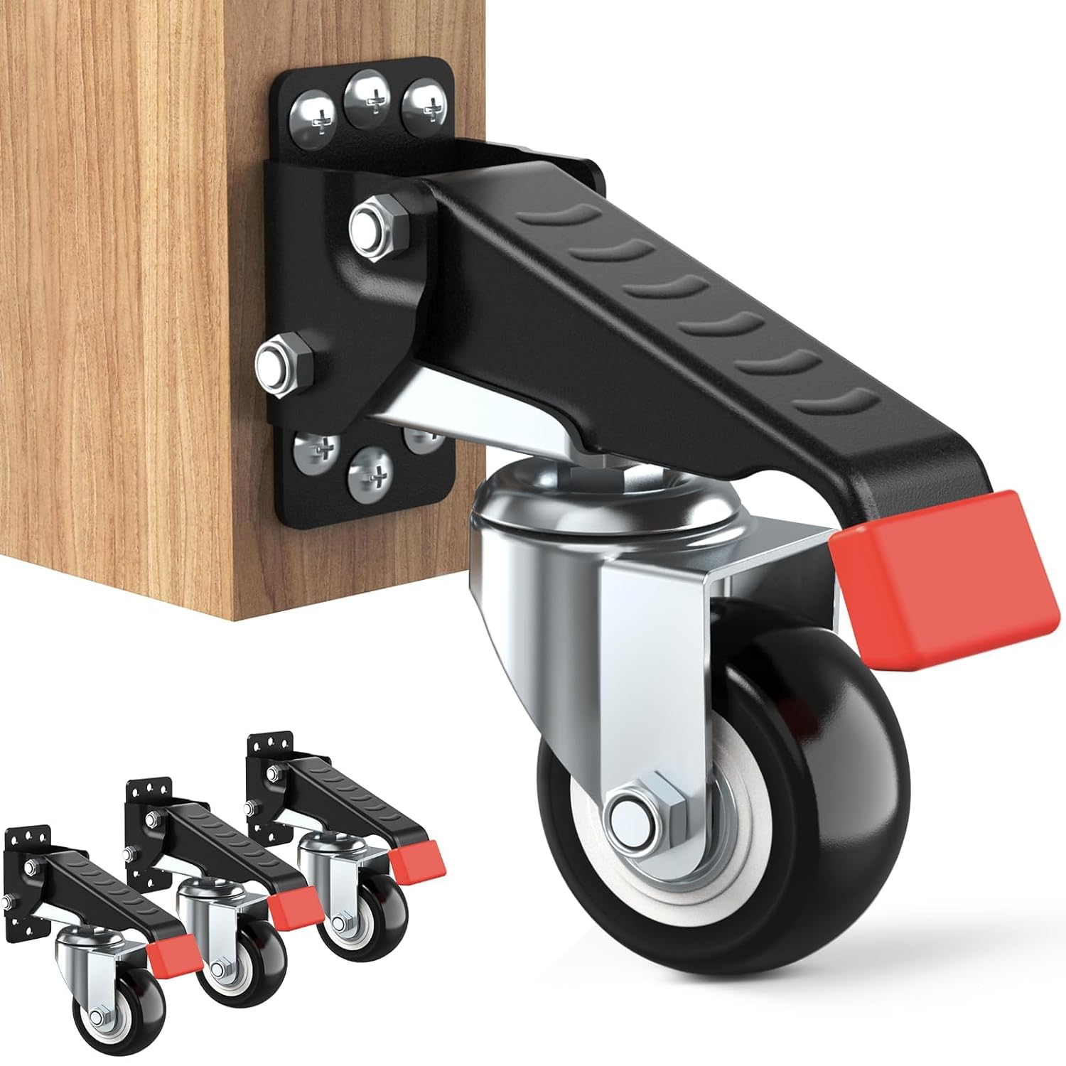 Heavy Duty Retractable Workbench Casters Kit Supports 660 Lbs