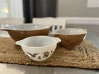 Vintage Pyrex Early American Cinderella Mixing Bowl 441/442/444 Nesting Set Gold