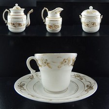 ANTICO PREZIOSO SERVIZIO CAFFÈ PORCELLANA BIANCA ORO IMPERO VECCHIO PARIGI 800
