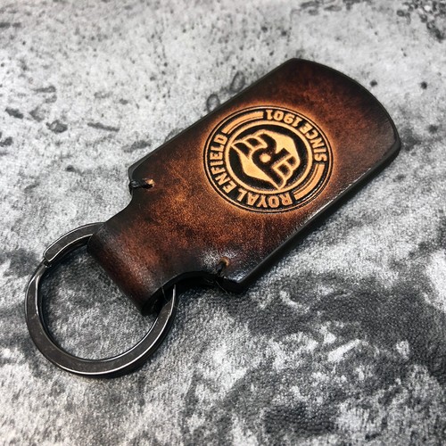 Handmade leather keychain with Royal Enfield Symbol. 1EA - Picture 4 of 5