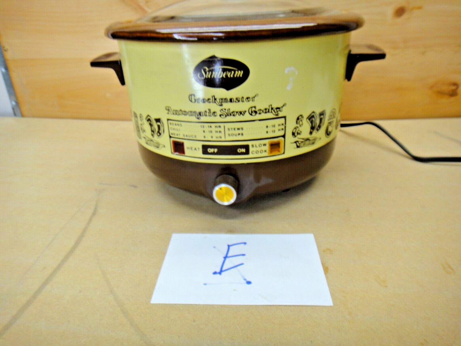 Vintage Sunbeam Crockmaster 5 Quart Crock Pot Slow Cooker Clear Glass Lid 1970s