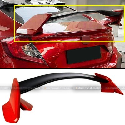 For 16-21 Civic 4Dr Sedan 2 Tone Painted Red & Black Type R Style Wing Spoiler