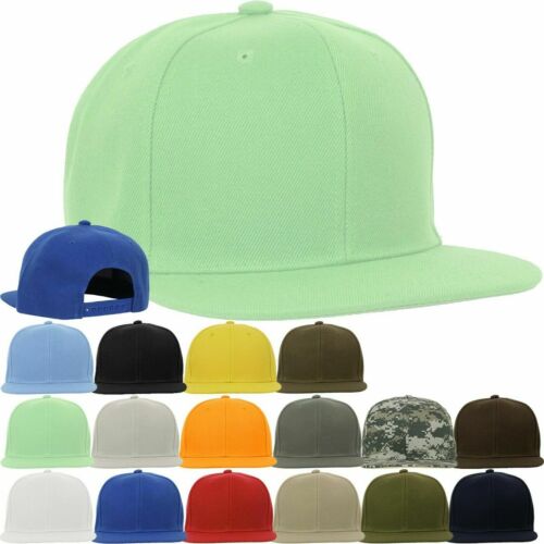 Classic Snapback Baseball Cap Plain Blank Snap Back Hat Flat Bill Hat Camo  Mint | eBay