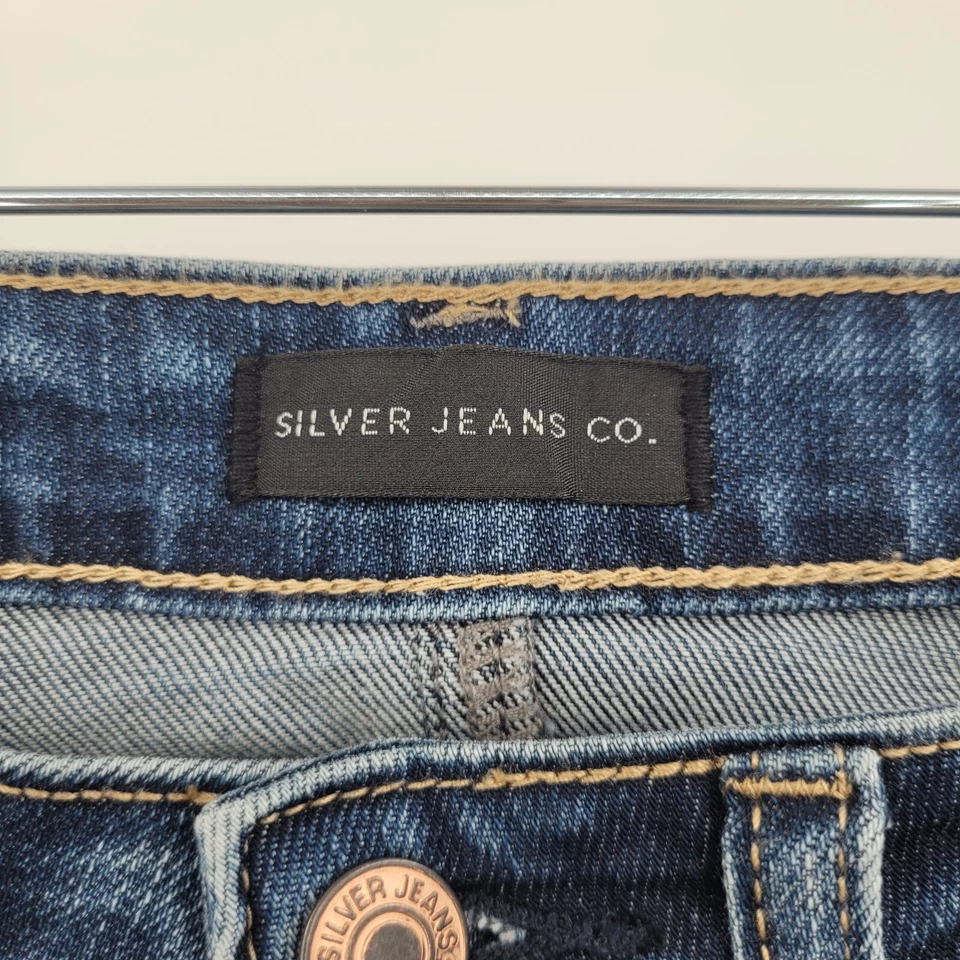 Pantalones de mezclilla para mujer Silver Jeans Co Beau tiro medio pierna ajustada azul talla 26 Foto 4 de 4