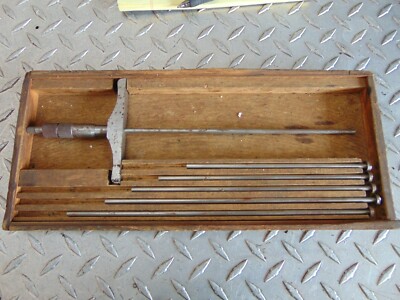 BROWN & SHARPE 607 MICROMETER DEPTH GAGE with RODS & BOX | eBay