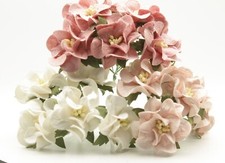 5 x Mulberry Paper Flower GARDENIAS 3.5CM Varied Colours card making