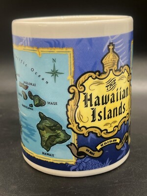 The Hawaiian Islands Coffee Cup Mug, Blue Island Chain, The Islander Group EUC