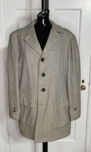 GIACCA CAPPOTTO AUTO CACCIA LANA PESANTE GRIGIO MATASSA BUCK VINTAGE ANNI 50 - Foto 9 di 9
