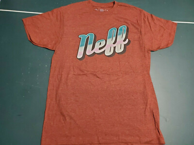 NEFF Men's New T- Shirt Heather Burgundy Fancy Logo Print Free Ship