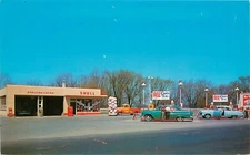 1950s Shell Gas station pumps automobiles Dexter occupation Postcard 22-11706