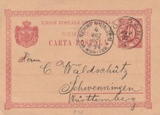 ROMANIA: Postal stationery Focsani to Württemburg 1897.Arr.canc.
