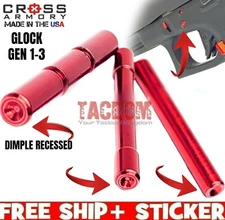 Cross Armory for Glok Gen 1 2 3 Red Recessed DIMPLE Pins Trigger Housing