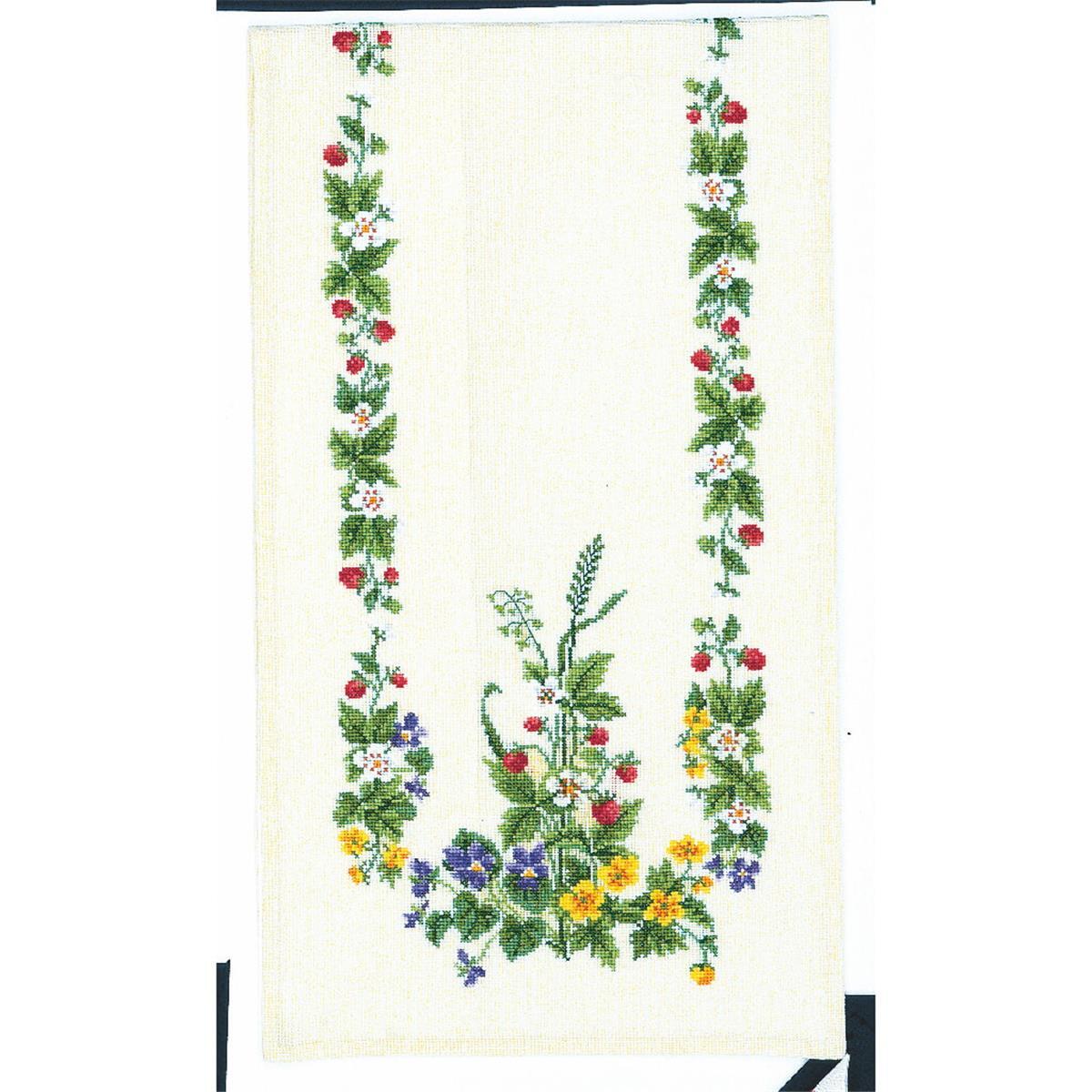 Eva Rosenstand table runner counted cross stitch kit ""Strawberry"", 30x105cm, DIY