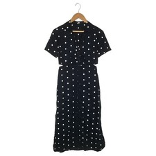 Old Navy Shirt Dress Womens S Midi Polka Dot Cut Out Sides Button Front Navy