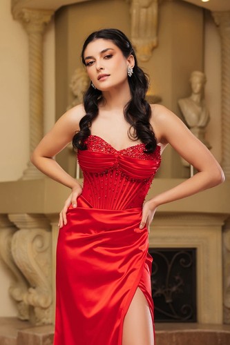 Women Dresses For Evening Formal Prom Long Sweetheart Strapless Sheath Plus Size - Picture 39 of 50