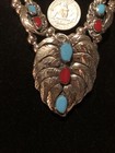 Estate Sale SLEEPING BEAUTY Turquoise & RED CORAL Squash Blossom Necklace — photo 2