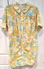 Vintage Hippie Night Gown Women Yellow Blue Orange White Floral Print Size Large