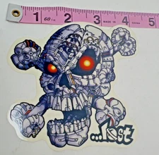 Rare Vintage Lost Skull CrossBones Glowing Eyes Vinyl Surf Sticker Decal