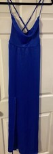 Show Me Your MuMu Winslet Cowl Maxi Dress- Royal Blue Sheen- XL- NEW with Tags
