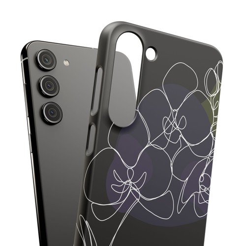 Snap Cases, Black Orchid Line Art Drawing Phone Case, Floral Phone Cover, - 第 171/228 張圖片