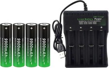 18650 Rechargeable Battery 9900Mah Charger for 26650 14500 16340 4 Pack