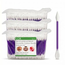 CGR 900pcs Precision Makeup Cotton Swabs, Pointed  Flat Tips, 3 Bags 900