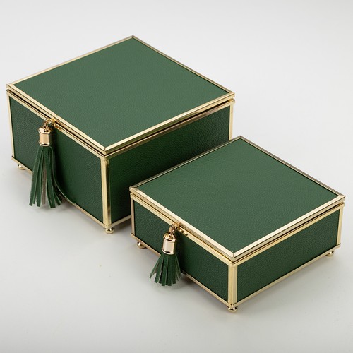 NEW Flair Decor Tassel Jewellery Box Green & Gold 13x6cm - 第 2/5 張圖片